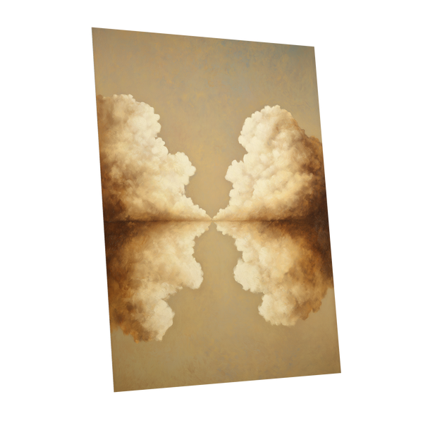 Cumulus Mirrorway, gold, beige, white nature wall art shown as a unframed poster wall art print