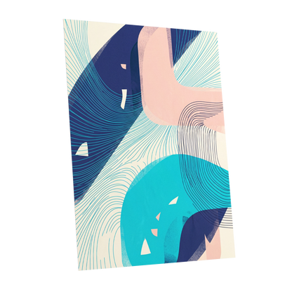 Currents in Blush, blue, pink, beige abstract wall art shown as a unframed poster wall art print
