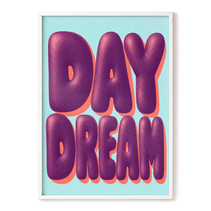 Daydream in Violet, purple, blue, orange minimalist wall art, front artwork view