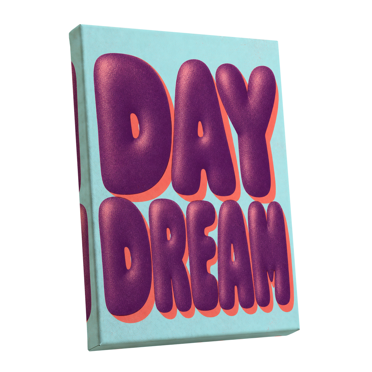 Daydream in Violet, purple, blue, orange minimalist wall art shown as a stretched canvas wall art
