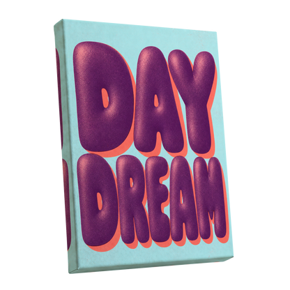 Daydream in Violet, purple, blue, orange minimalist wall art shown as a stretched canvas wall art