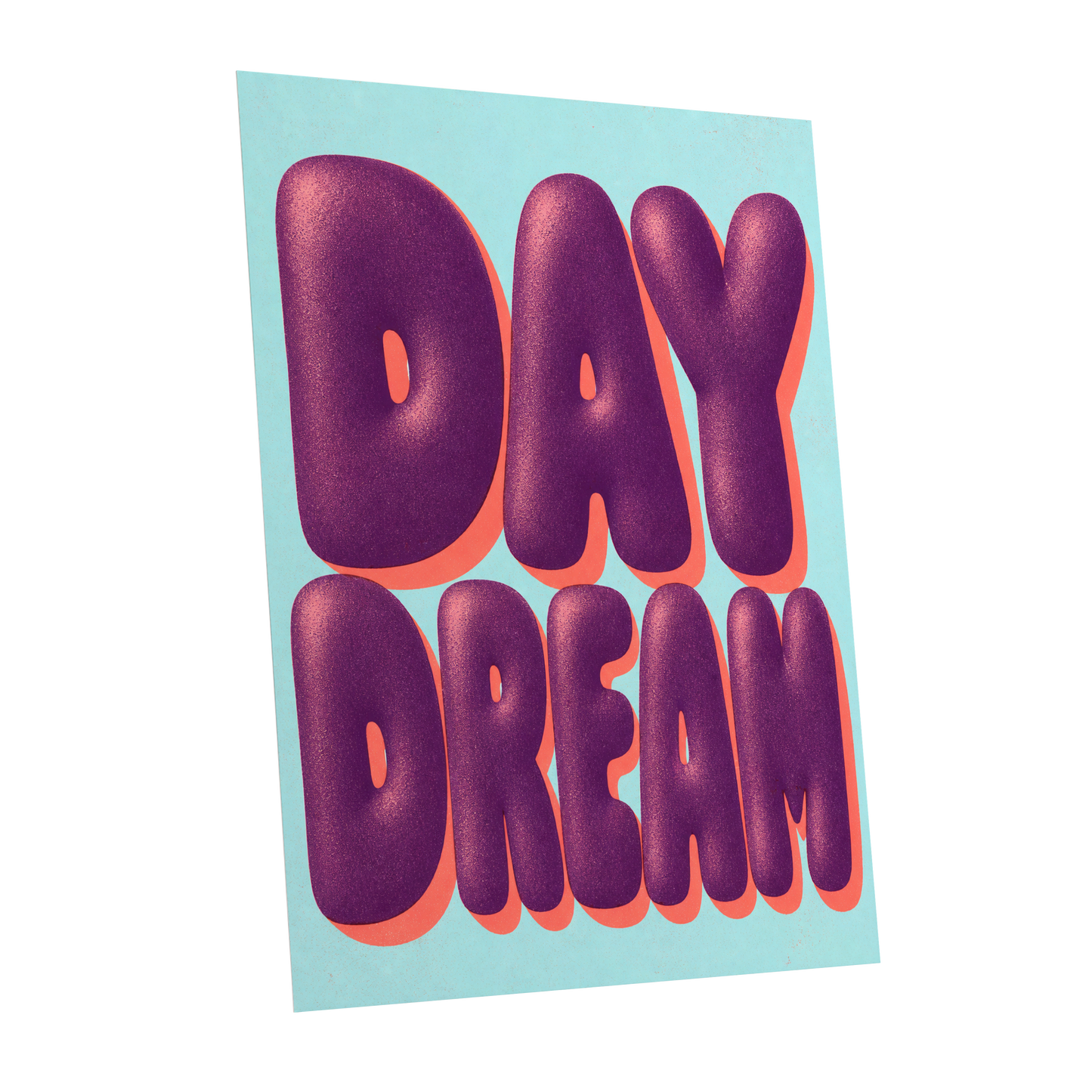 Daydream in Violet, purple, blue, orange minimalist wall art shown as a unframed poster wall art print
