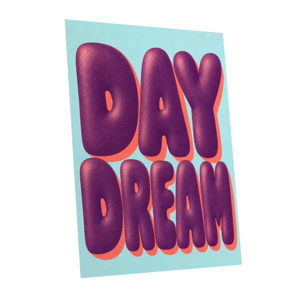 Daydream in Violet, purple, blue, orange minimalist wall art shown as a unframed poster wall art print