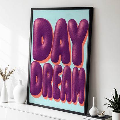 Daydream in Violet, purple, blue, orange minimalist wall art displayed in a styled interior, gallery view 3