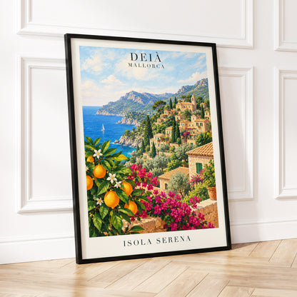 Deià Citrus Vista, blue, green, beige nature wall art displayed in a styled interior, gallery view 2