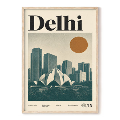 Delhi Modernist, green, beige, black minimalist wall art, front artwork view