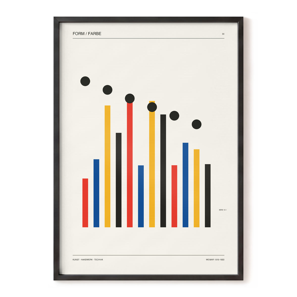 Descending Rhythm, beige, black, gold abstract wall art, front artwork view