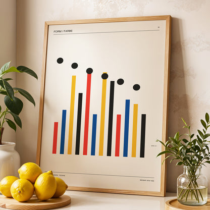 Descending Rhythm, beige, black, gold abstract wall art displayed in a styled interior, gallery view 4