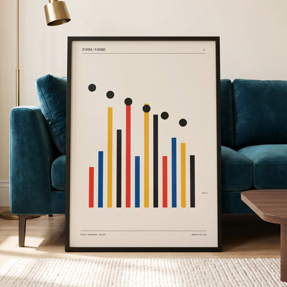 Descending Rhythm, beige, black, gold abstract wall art displayed in a styled interior, gallery view 5