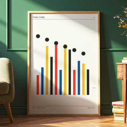 Descending Rhythm, beige, black, gold abstract wall art displayed in a styled interior, gallery view 6