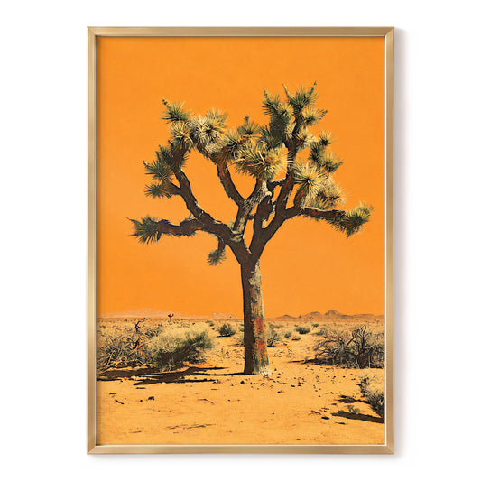 Desert Ember, orange, brown, green nature wall art, front artwork view