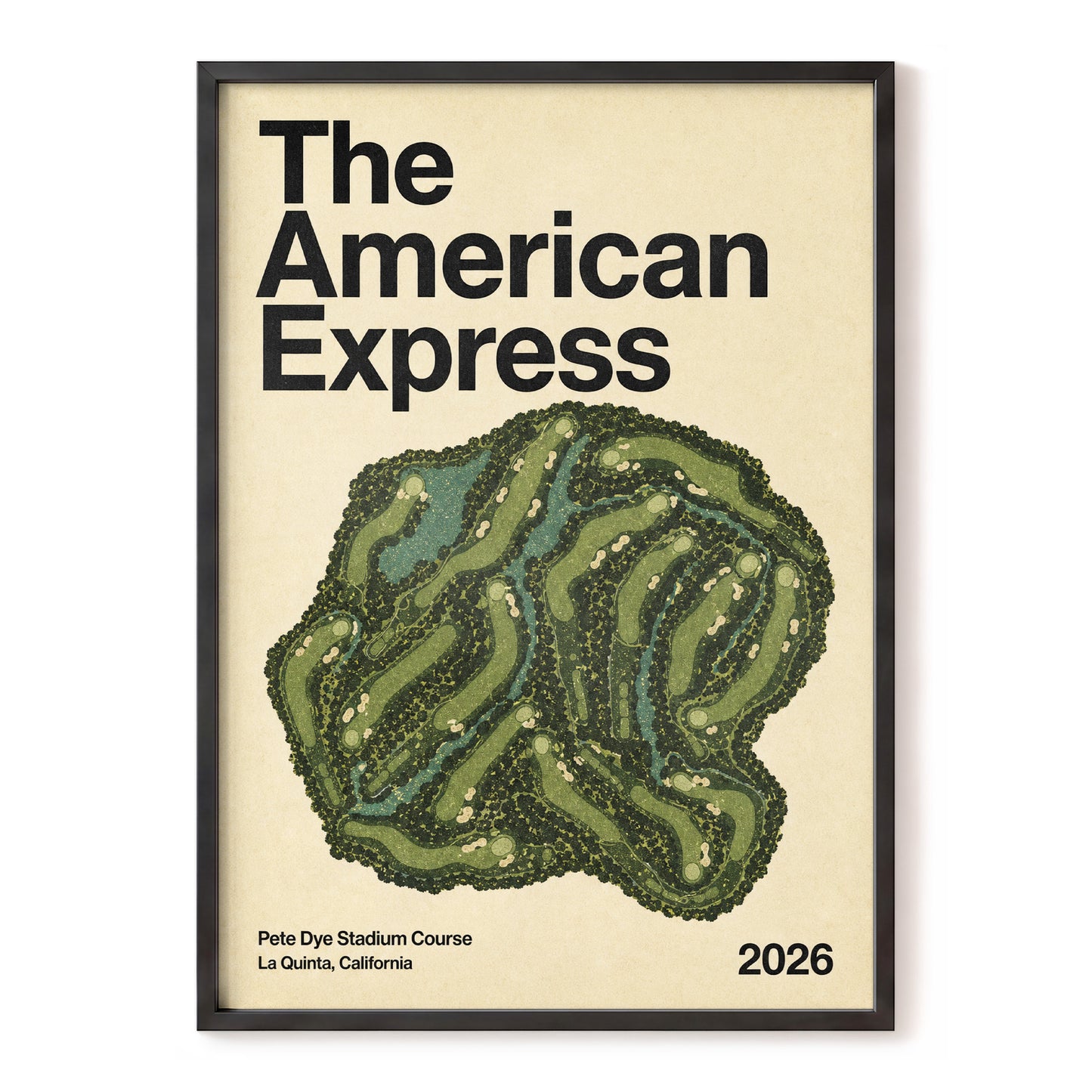 Desert Fairway Lines, green, beige, black nature wall art, front artwork view