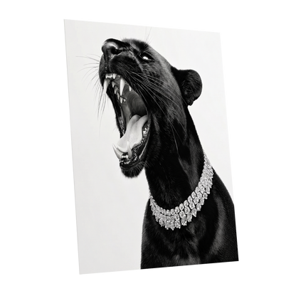 Diamond Roar, black, white, gray nature wall art shown as a unframed poster wall art print