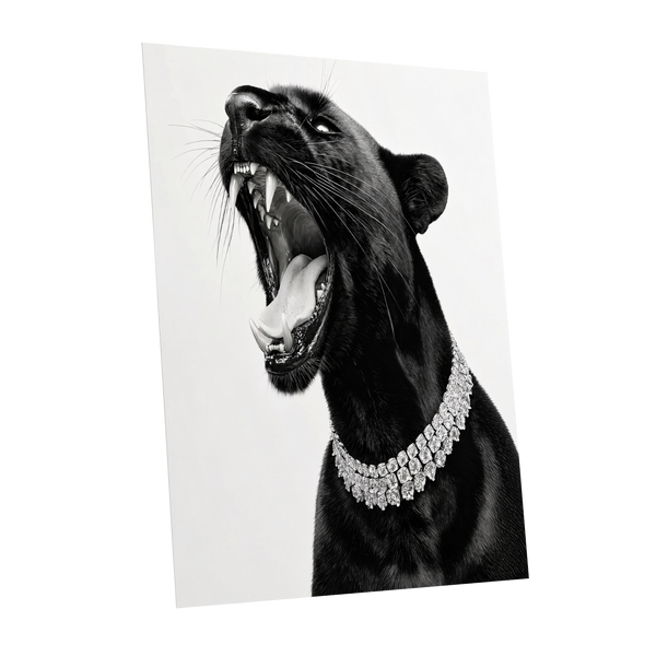 Diamond Roar, black, white, gray nature wall art shown as a unframed poster wall art print