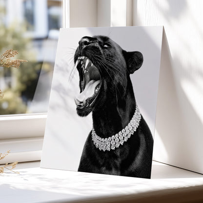 Diamond Roar, black, white, gray nature wall art displayed in a styled interior, gallery view 6