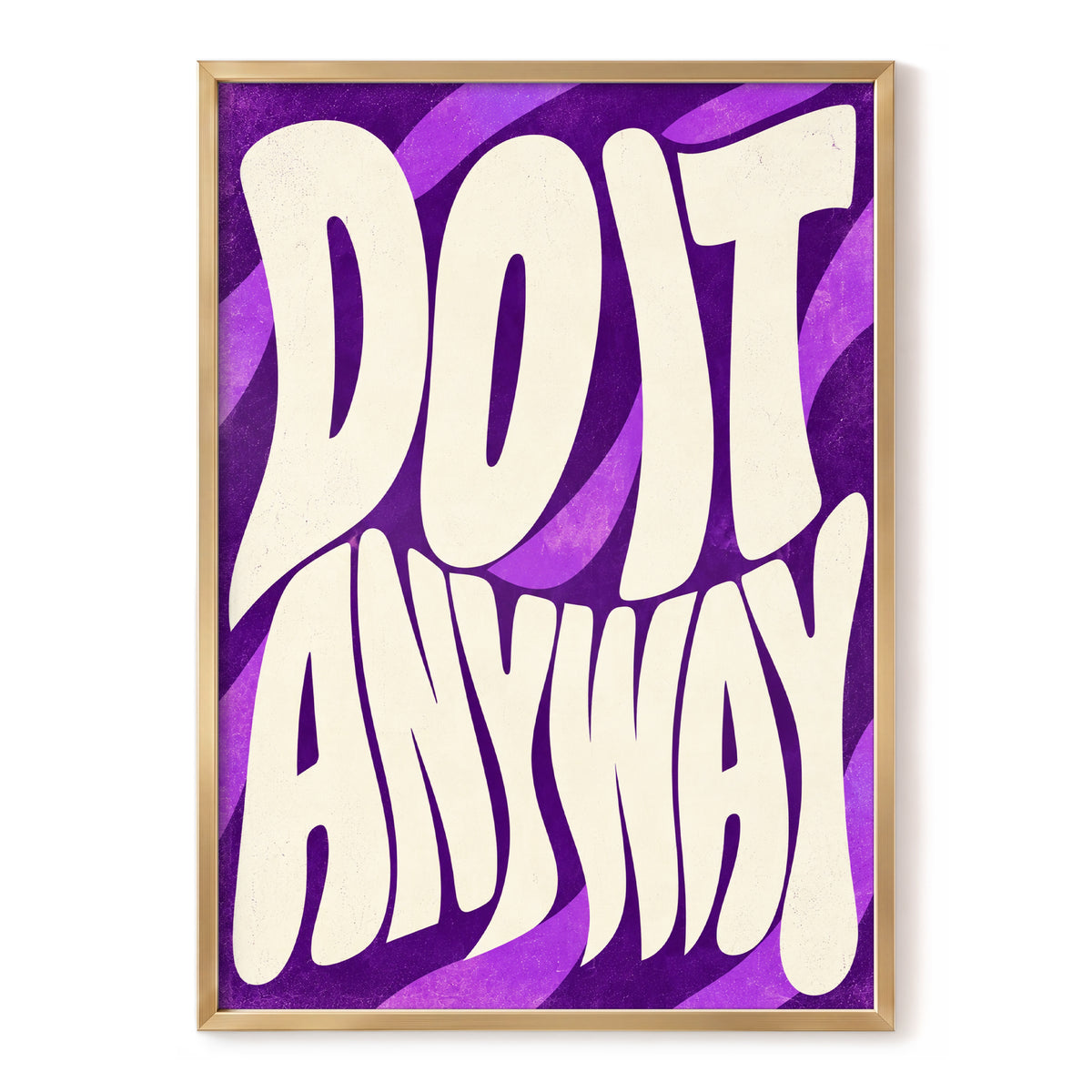 Do It Anyway Waves, purple, beige abstract wall art, front artwork view