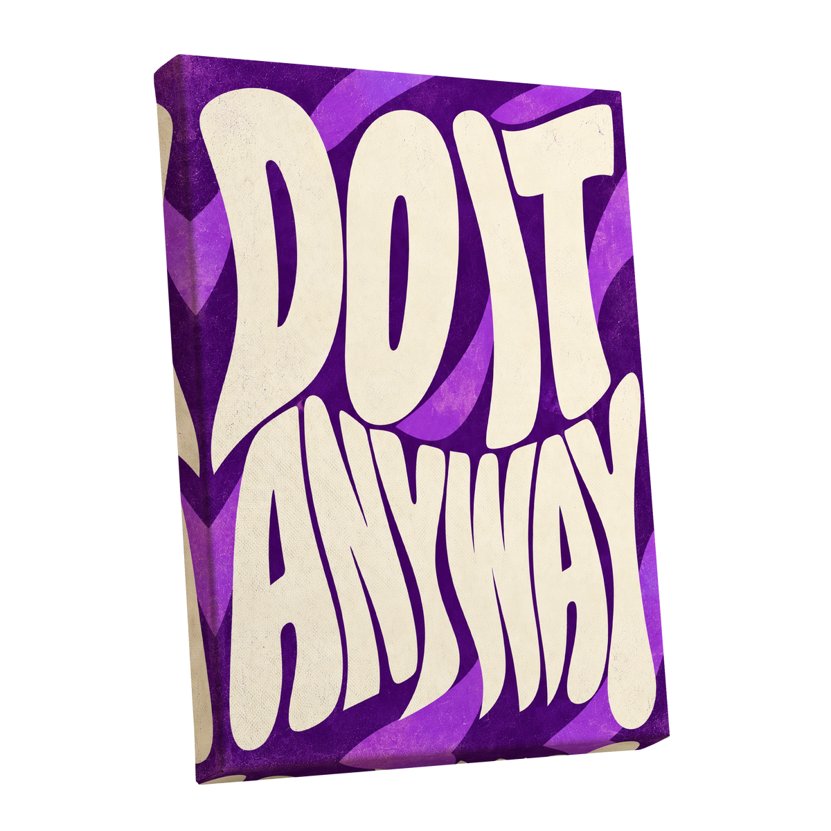 Do It Anyway Waves, purple, beige abstract wall art shown as a stretched canvas wall art