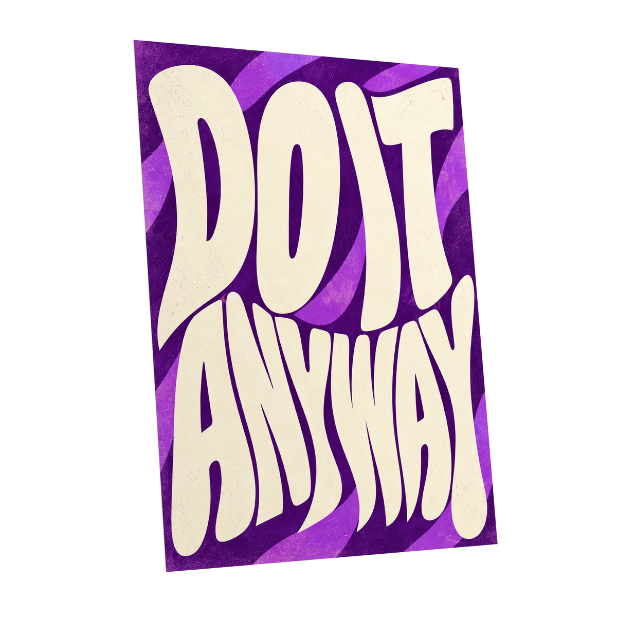 Do It Anyway Waves, purple, beige abstract wall art shown as a unframed poster wall art print