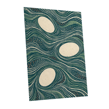 Drifting Contours, blue, green, beige abstract wall art shown as a unframed poster wall art print