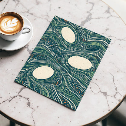 Drifting Contours, blue, green, beige abstract wall art displayed in a styled interior, gallery view 5