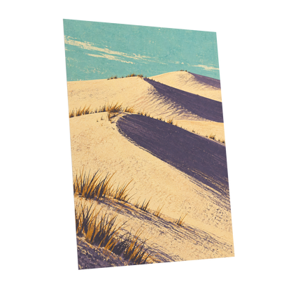 Dunes in Violet Shade, beige, purple, blue nature wall art shown as a unframed poster wall art print