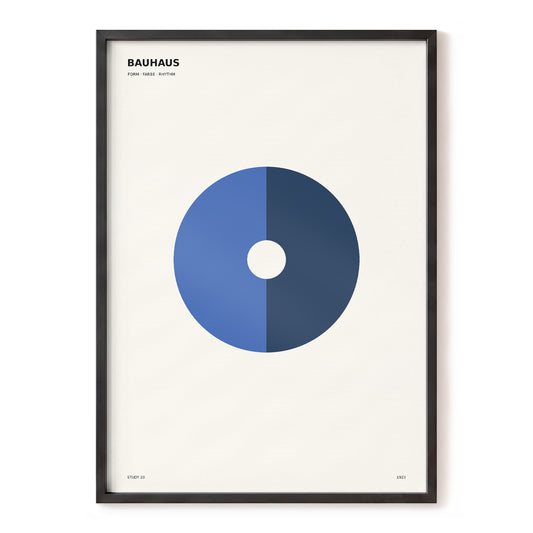 Duotone Halo, blue, beige minimalist wall art, front artwork view