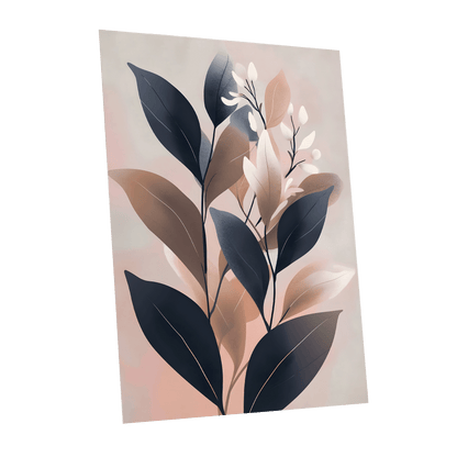 Dusky Botanical Reverie, blue, pink, beige floral wall art shown as a unframed poster wall art print
