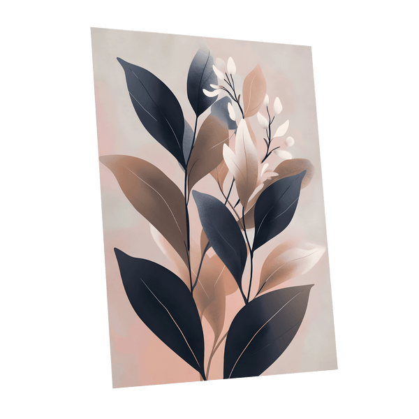 Dusky Botanical Reverie, blue, pink, beige floral wall art shown as a unframed poster wall art print