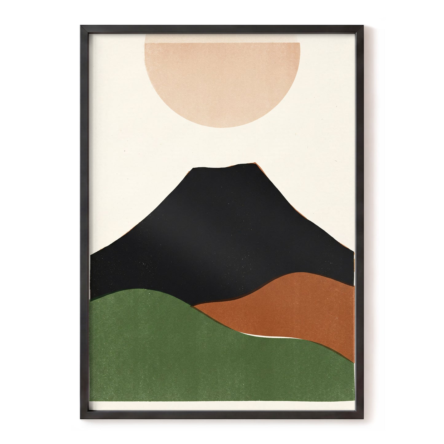 Earth Beneath a Quiet Sun, black, green, beige nature wall art, front artwork view
