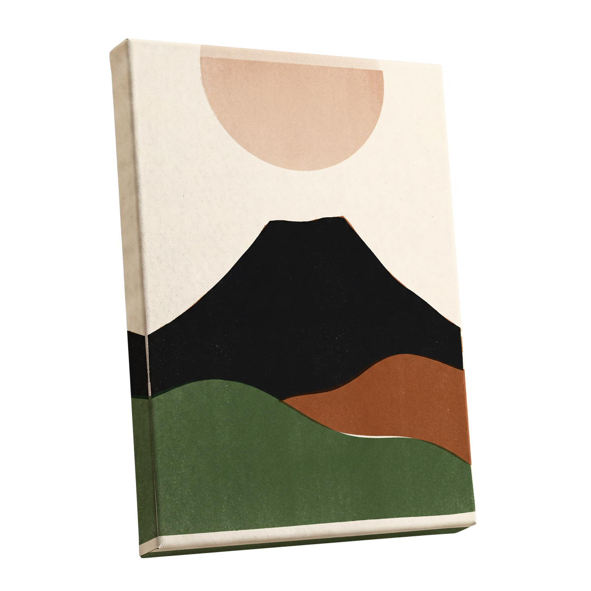 Earth Beneath a Quiet Sun, black, green, beige nature wall art shown as a stretched canvas wall art