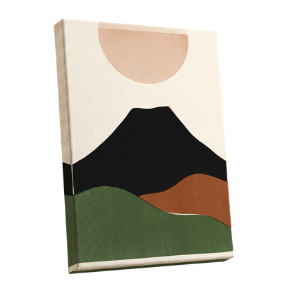 Earth Beneath a Quiet Sun, black, green, beige nature wall art shown as a stretched canvas wall art