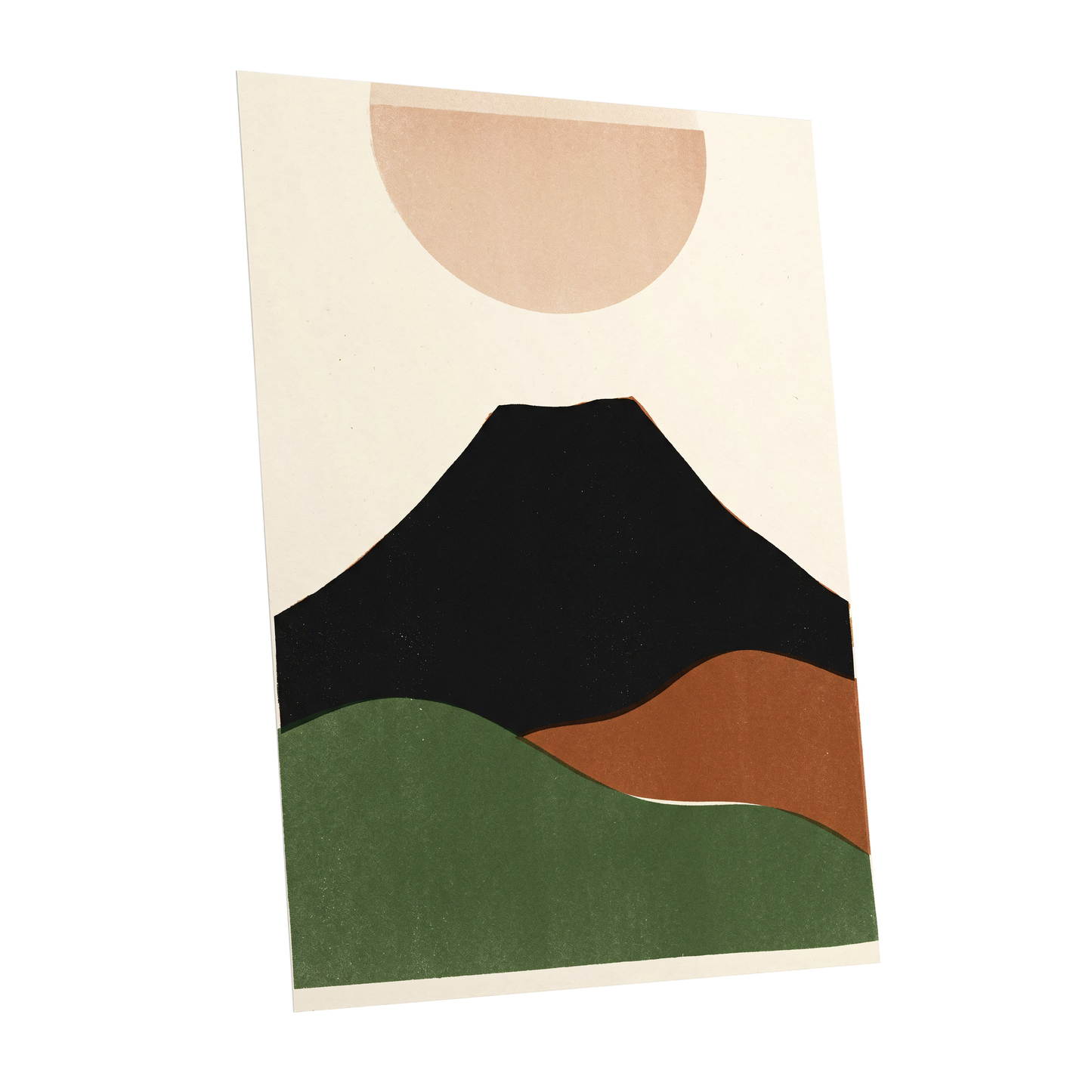 Earth Beneath a Quiet Sun, black, green, beige nature wall art shown as a unframed poster wall art print