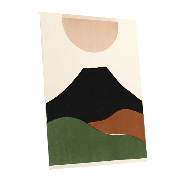 Earth Beneath a Quiet Sun, black, green, beige nature wall art shown as a unframed poster wall art print