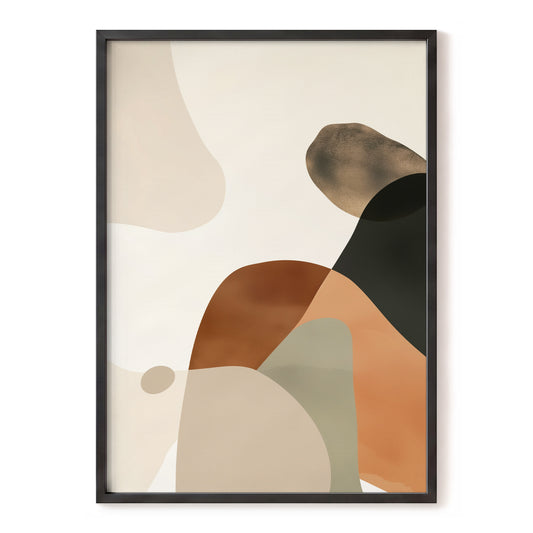 Earthbound Curves, beige, brown, black abstract wall art, front artwork view