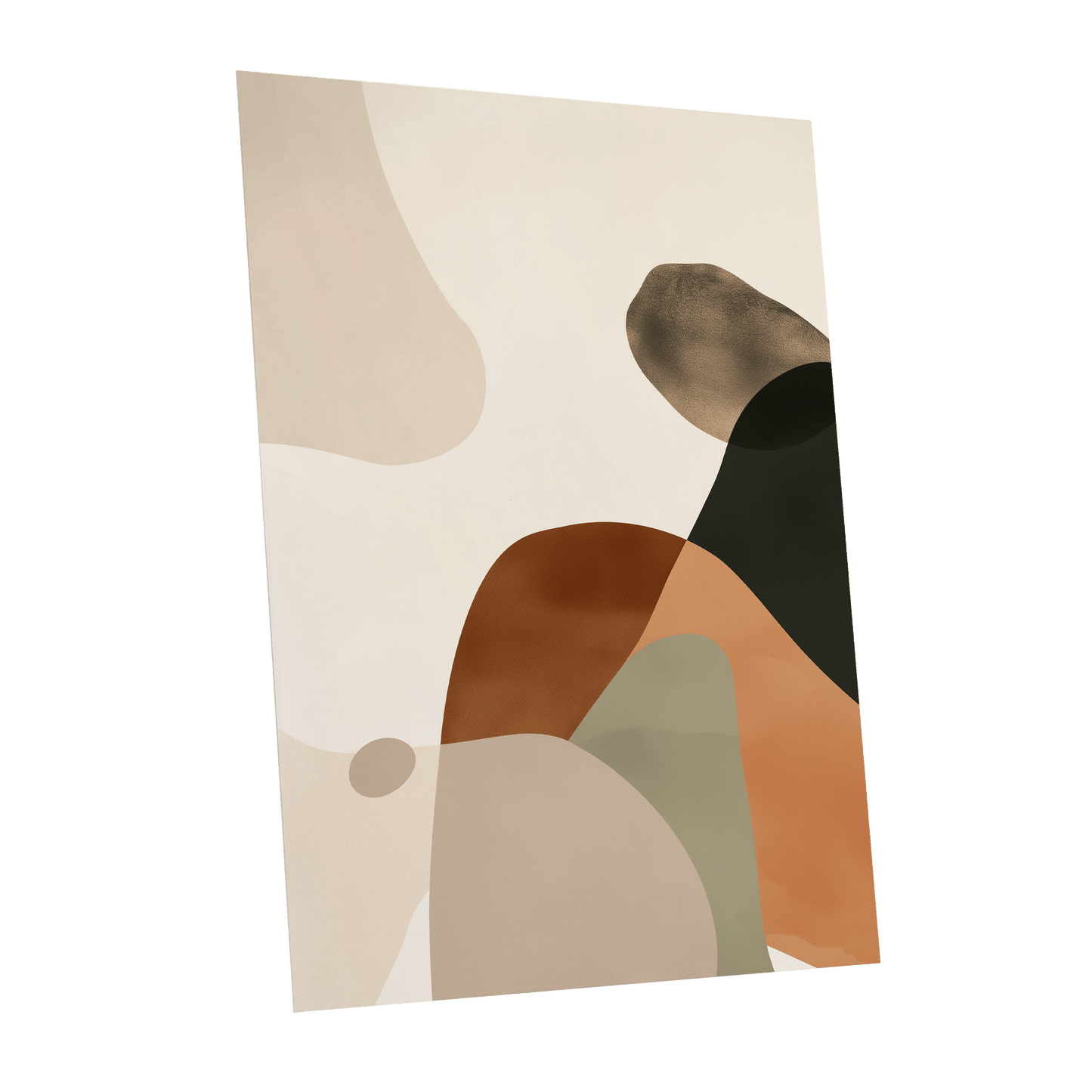 Earthbound Curves, beige, brown, black abstract wall art shown as a unframed poster wall art print