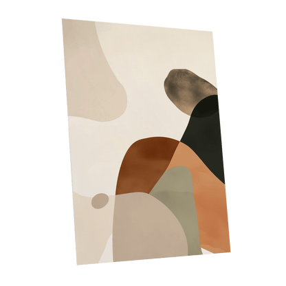 Earthbound Curves, beige, brown, black abstract wall art shown as a unframed poster wall art print