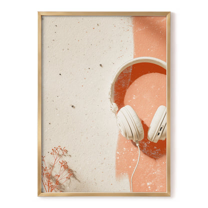 Earthen Airwaves, beige, orange, white minimalist wall art, front artwork view