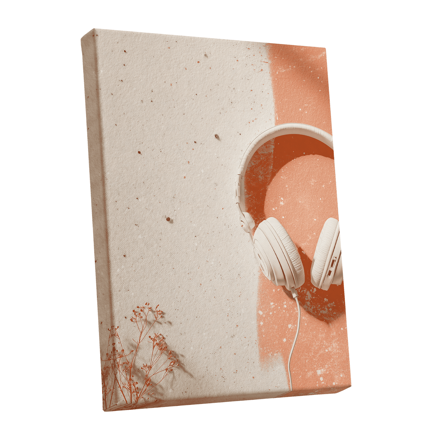 Earthen Airwaves, beige, orange, white minimalist wall art shown as a stretched canvas wall art