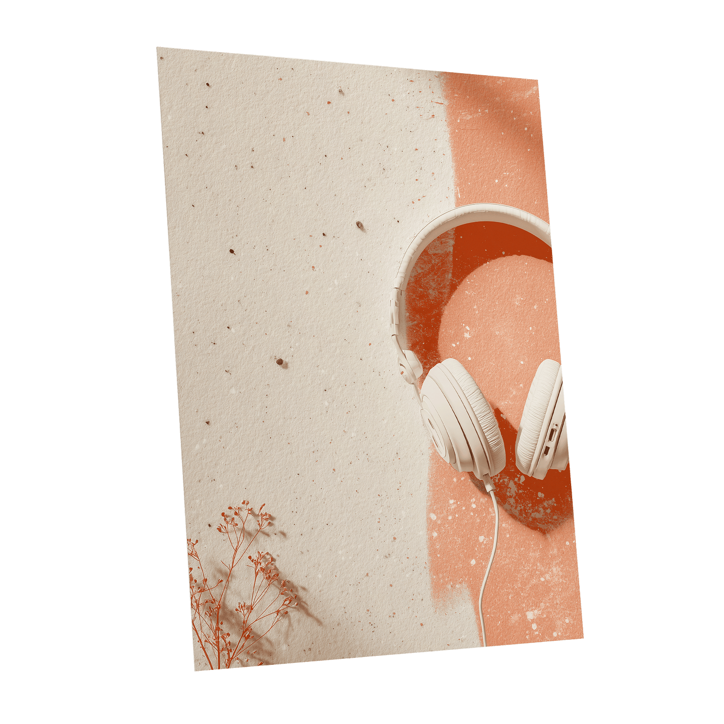 Earthen Airwaves, beige, orange, white minimalist wall art shown as a unframed poster wall art print