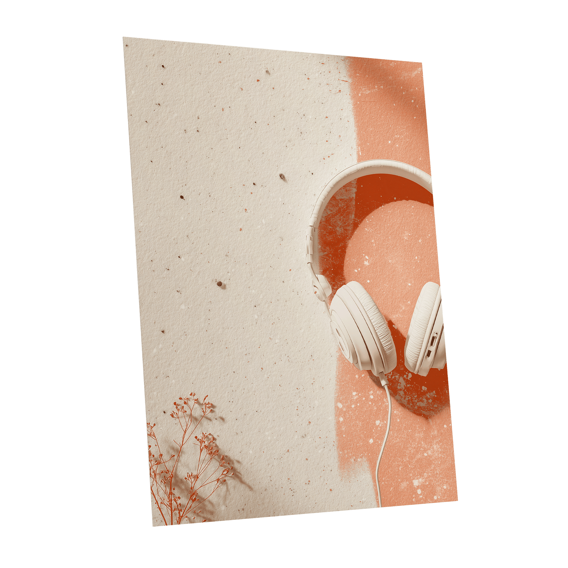 Earthen Airwaves, beige, orange, white minimalist wall art shown as a unframed poster wall art print