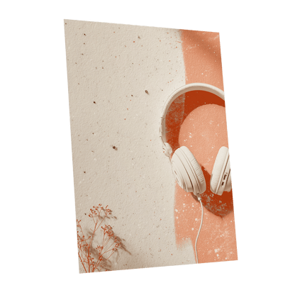 Earthen Airwaves, beige, orange, white minimalist wall art shown as a unframed poster wall art print
