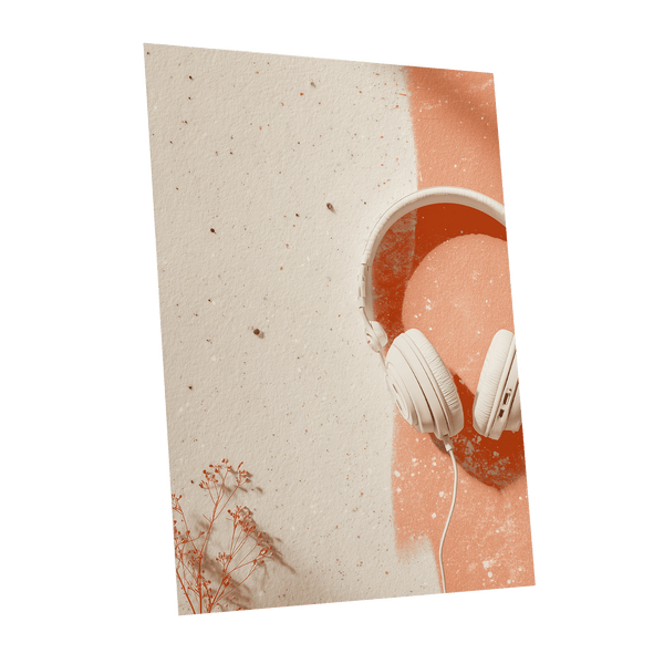 Earthen Airwaves, beige, orange, white minimalist wall art shown as a unframed poster wall art print