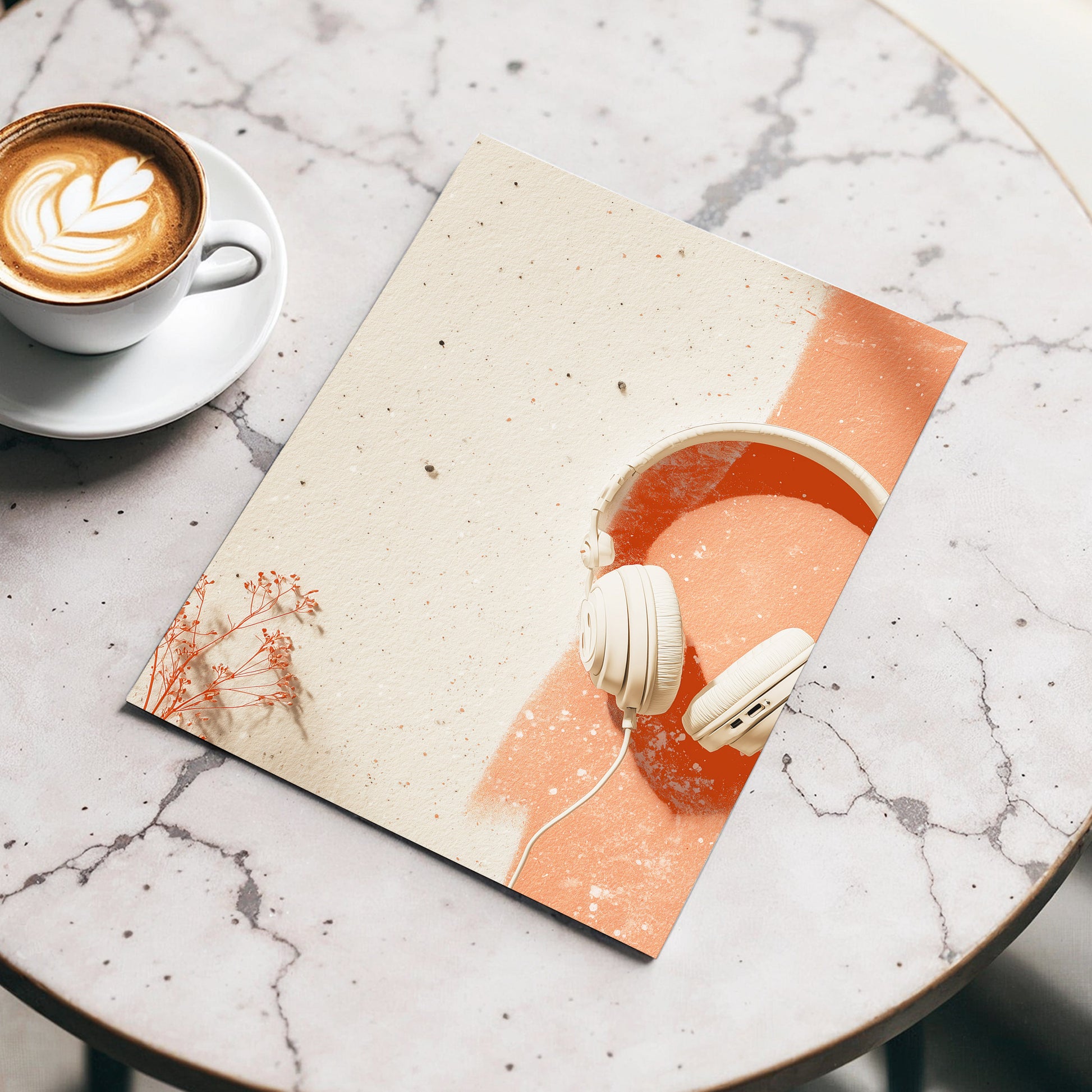 Earthen Airwaves, beige, orange, white minimalist wall art displayed in a styled interior, gallery view 3