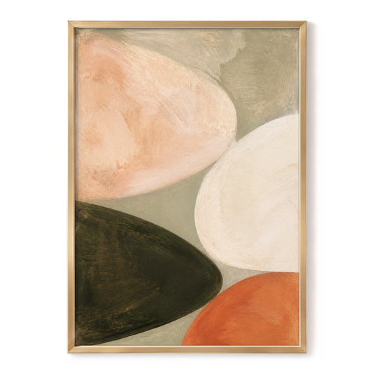 Earthen Curves, green, beige, pink abstract wall art, front artwork view
