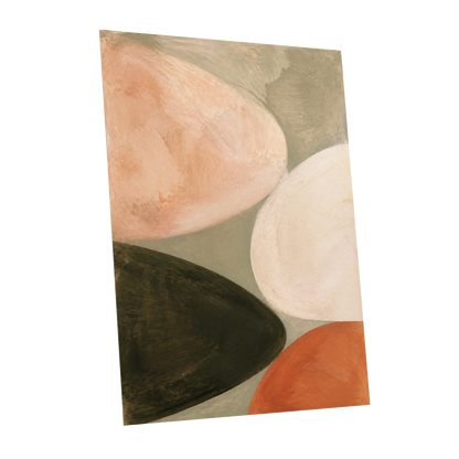 Earthen Curves, green, beige, pink abstract wall art shown as a unframed poster wall art print