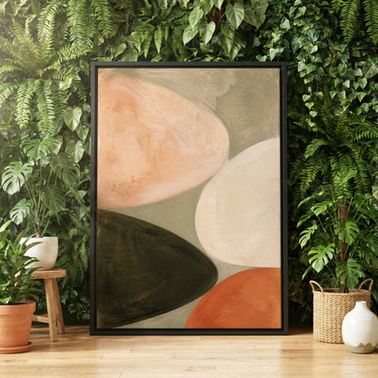 Earthen Curves, green, beige, pink abstract wall art displayed in a styled interior, gallery view 4