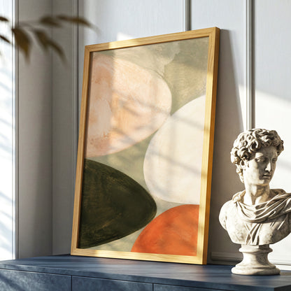 Earthen Curves, green, beige, pink abstract wall art displayed in a styled interior, gallery view 9