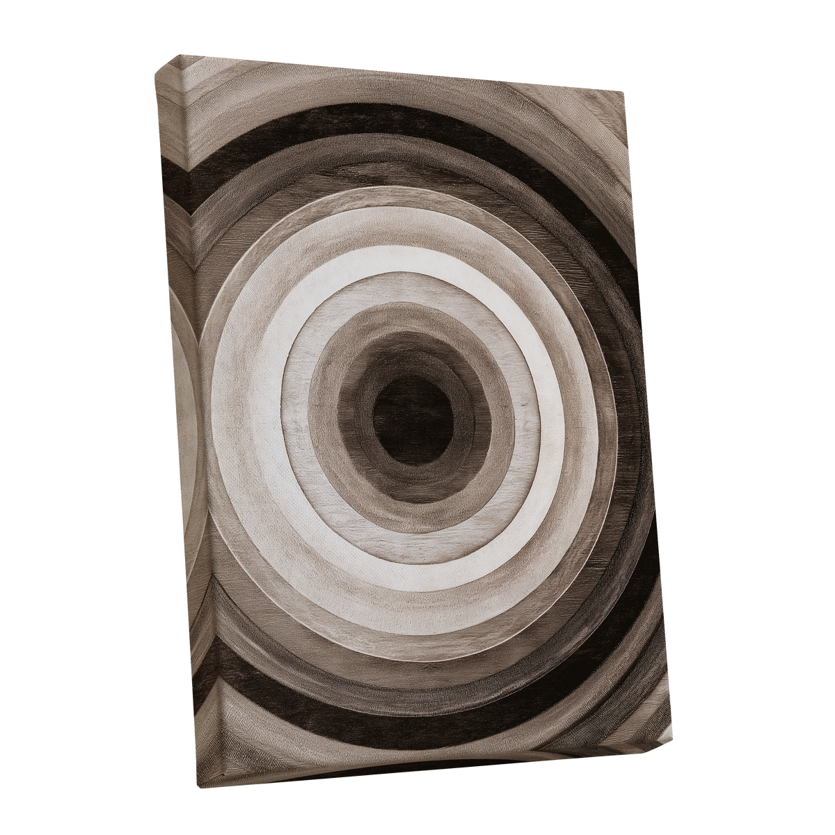 Earthen Echoes, brown, beige, black abstract wall art shown as a stretched canvas wall art