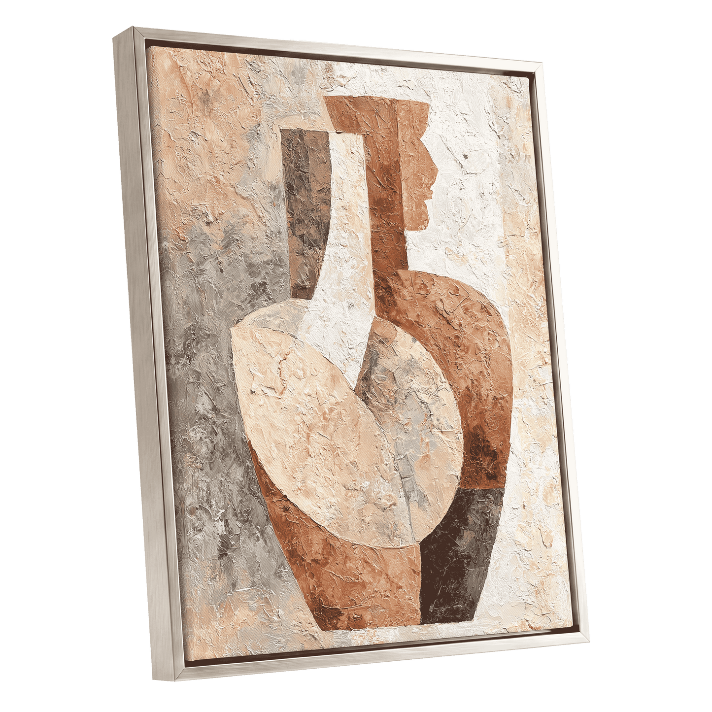 Earthen Figure Study – silver framed canvas option