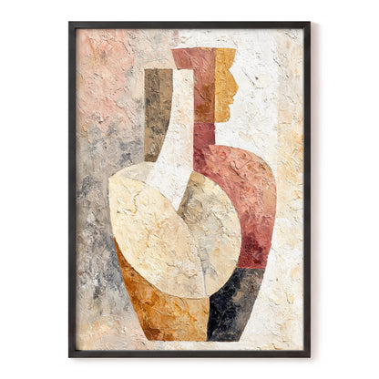 Earthen Figure Study – pink, brown, gold abstract wall art, front view